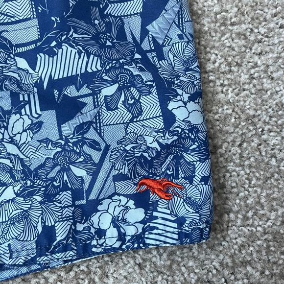 Ted Baker Swim Trunks Blue Floral Beach Pool Vacation Resort Mens Size 5 - Picture 4 of 13